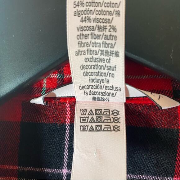 Victoria's Secret Plaid‎ Flannel Red Pajama Set Gold thread M - Picture 10 of 12